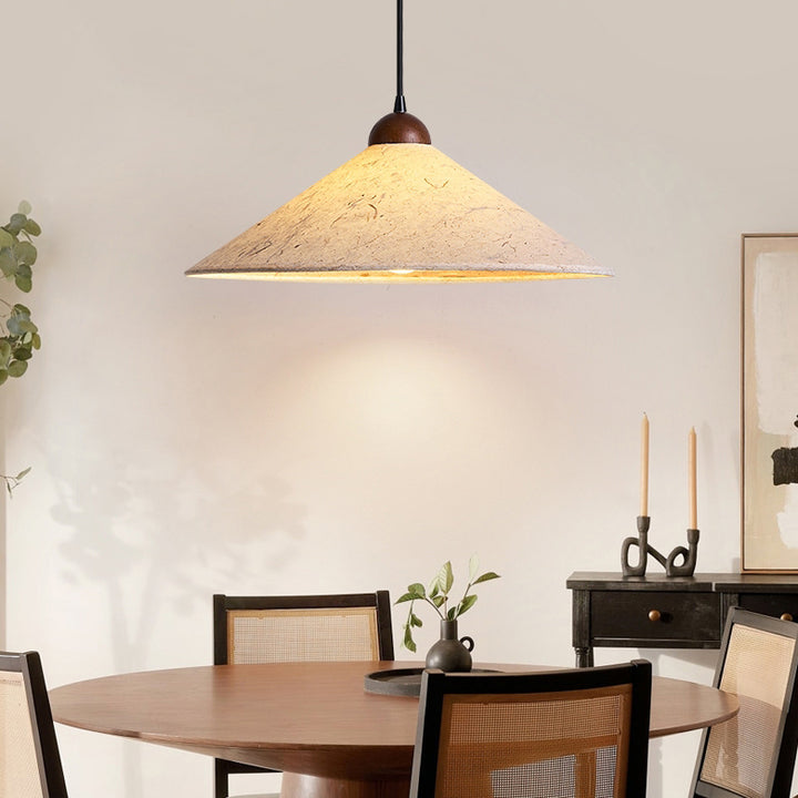 Traditionelle japanische Kegelpapier-Solid-Holz 1-Licht Pendelleuchte für das Wohnzimmer 