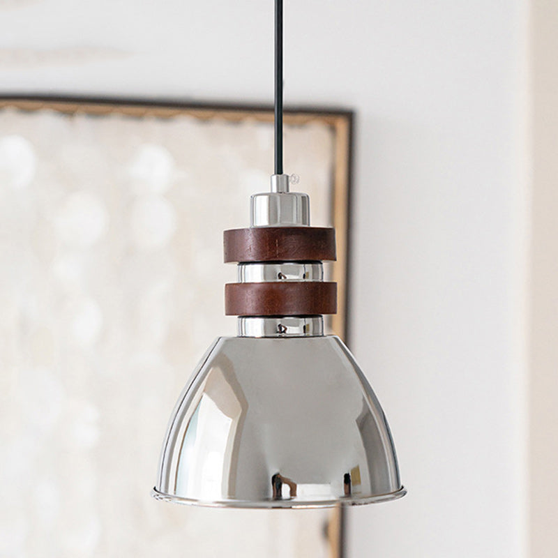 Suspension lumineuse à 1 ampoule en bois massif et fer conique de style moderne mi-siècle pour chambre 