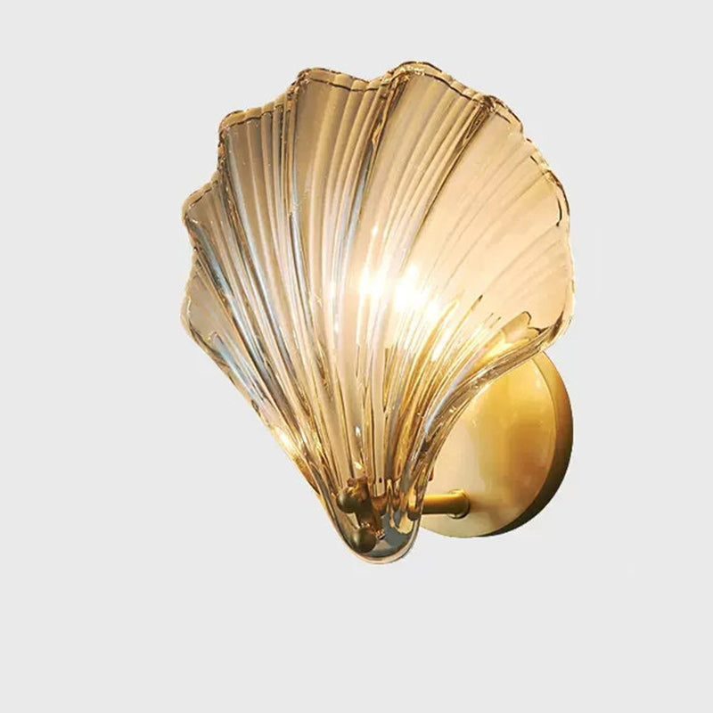Modern Eclectic Shell Iron Glass 1-Light Wall Sconce Lamp For Bedroom