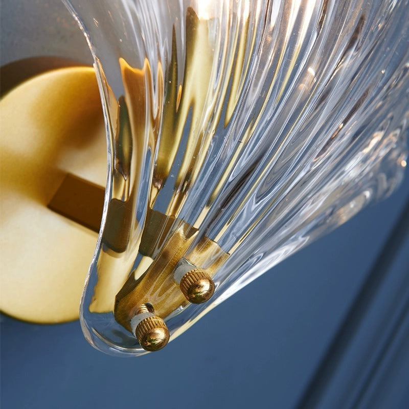 Modern Eclectic Shell Iron Glass 1-Light Wall Sconce Lamp For Bedroom