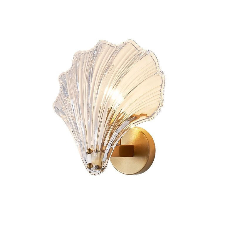 Modern Eclectic Shell Iron Glass 1-Light Wall Sconce Lamp For Bedroom