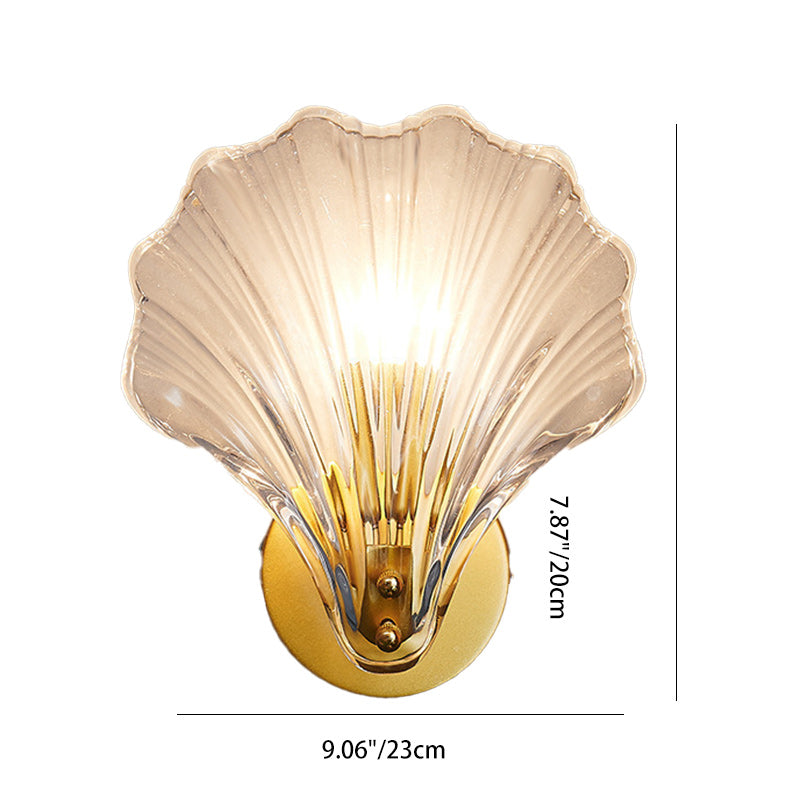 Modern Eclectic Shell Iron Glass 1-Light Wall Sconce Lamp For Bedroom