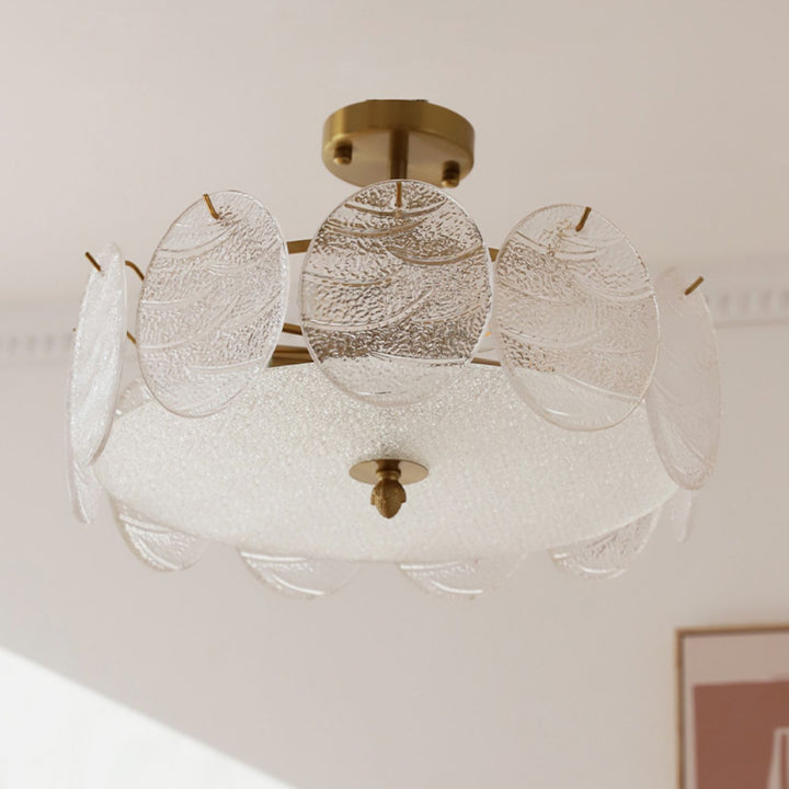 Plafonnier semi-encastré moderne en fer et verre à 6 lumières de style mi-siècle pour salon 