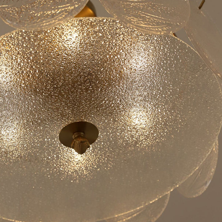 Plafonnier semi-encastré moderne en fer et verre à 6 lumières de style mi-siècle pour salon 
