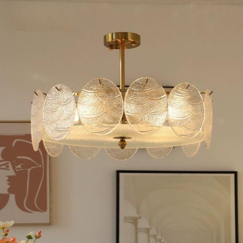 Plafonnier semi-encastré moderne en fer et verre à 6 lumières de style mi-siècle pour salon 