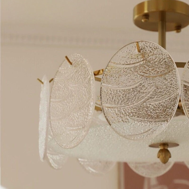 Plafonnier semi-encastré moderne en fer et verre à 6 lumières de style mi-siècle pour salon 