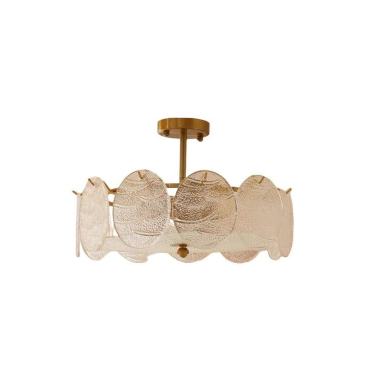 Plafonnier semi-encastré moderne en fer et verre à 6 lumières de style mi-siècle pour salon 