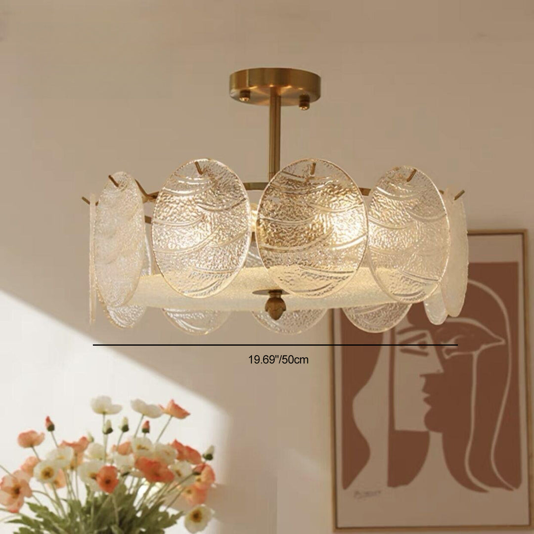 Plafonnier semi-encastré moderne en fer et verre à 6 lumières de style mi-siècle pour salon 