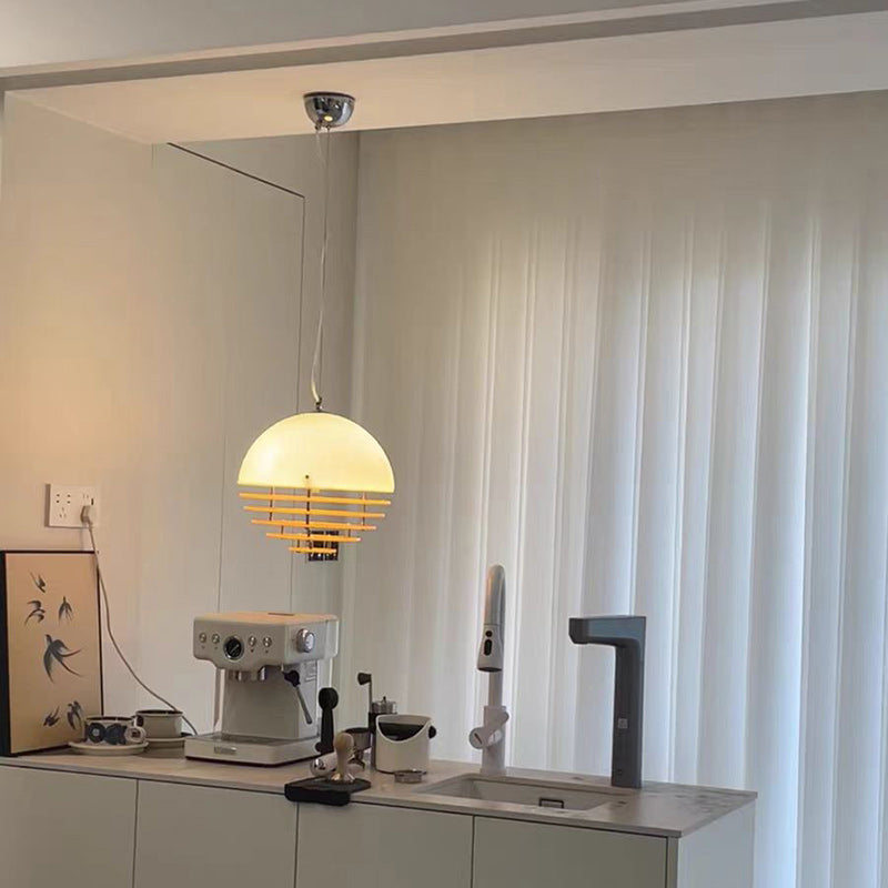 Modern Mid-Century Globe Iron Glass 1-Light Pendant Light For Bedroom