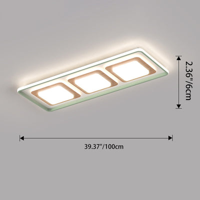 Contemporary Coastal Rectangular Wood Acrylic LED Flush Mount Ceiling Light For Living Room