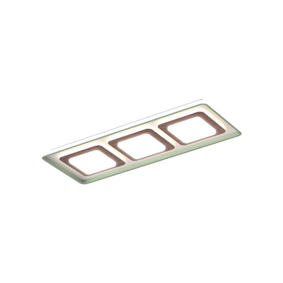Contemporary Coastal Rectangular Wood Acrylic LED Flush Mount Ceiling Light For Living Room