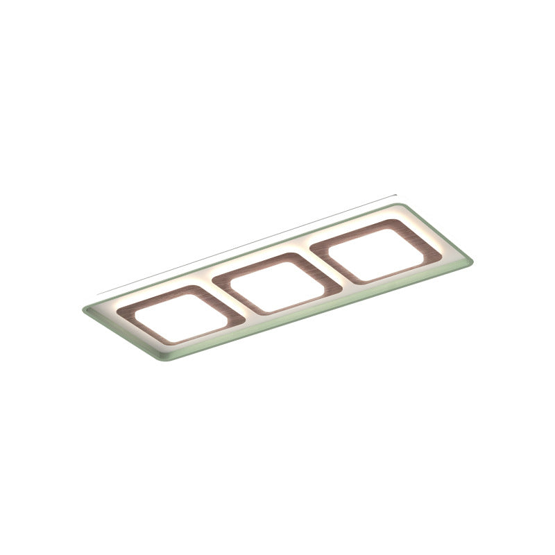 Contemporary Coastal Rectangular Wood Acrylic LED Flush Mount Ceiling Light For Living Room