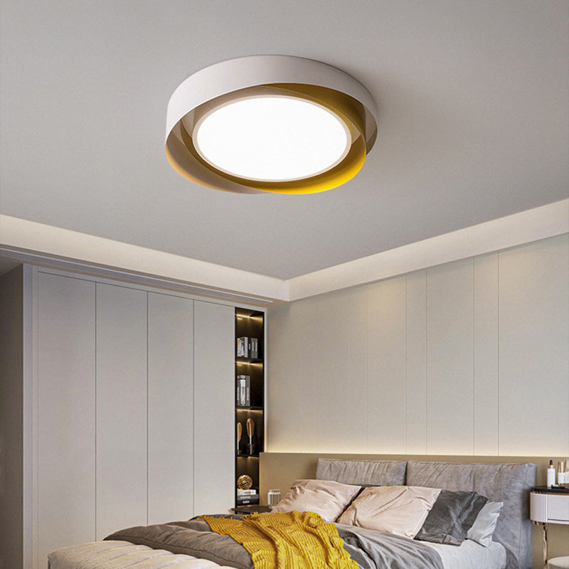 Modern Minimalist Cylinder Iron Acrylic LED Flush Mount Ceiling Light For Bedroom