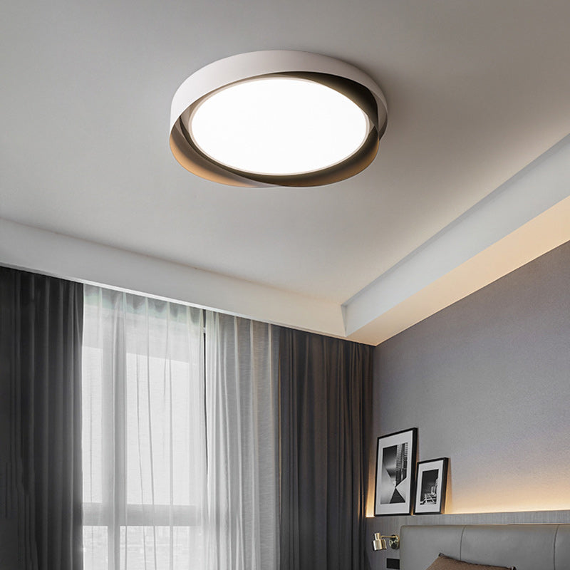 Modern Minimalist Cylinder Iron Acrylic LED Flush Mount Ceiling Light For Bedroom