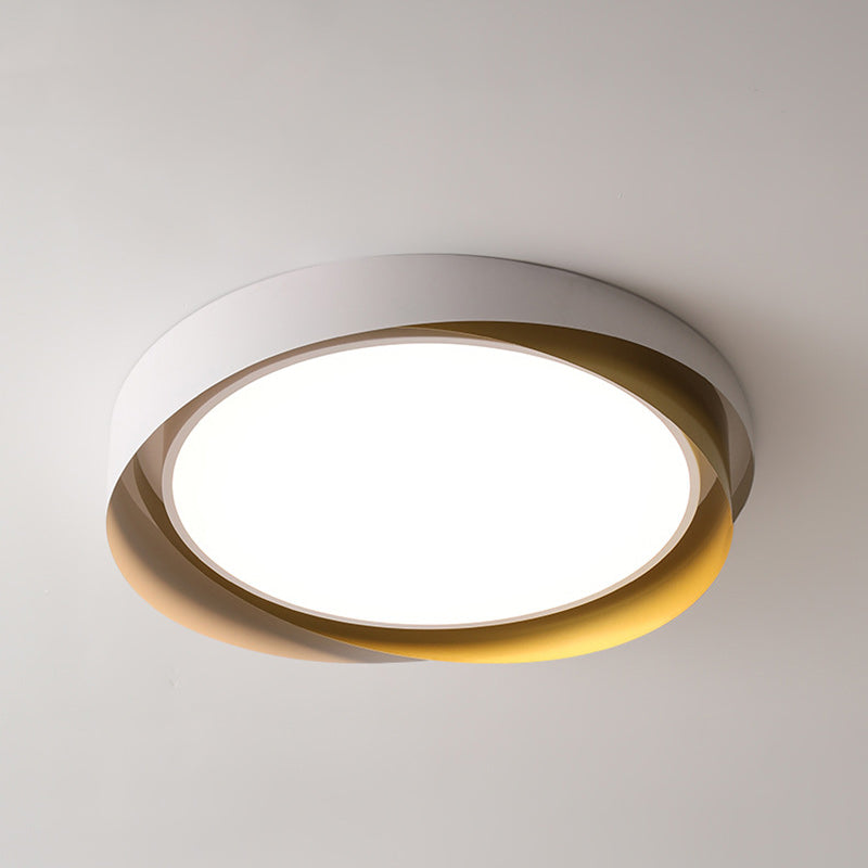 Modern Minimalist Cylinder Iron Acrylic LED Flush Mount Ceiling Light For Bedroom