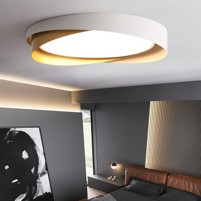Modern Minimalist Cylinder Iron Acrylic LED Flush Mount Ceiling Light For Bedroom