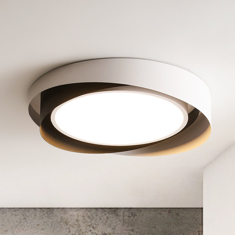 Modern Minimalist Cylinder Iron Acrylic LED Flush Mount Ceiling Light For Bedroom