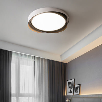 Modern Minimalist Cylinder Iron Acrylic LED Flush Mount Ceiling Light For Bedroom