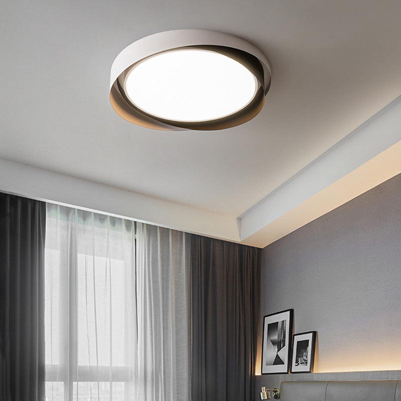 Modern Minimalist Cylinder Iron Acrylic LED Flush Mount Ceiling Light For Bedroom