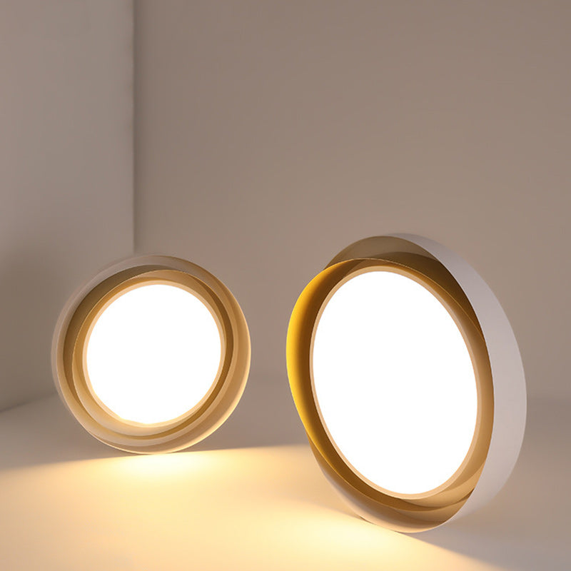 Modern Minimalist Cylinder Iron Acrylic LED Flush Mount Ceiling Light For Bedroom