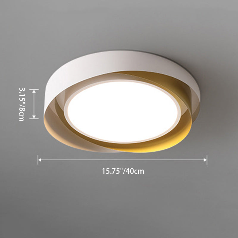 Modern Minimalist Cylinder Iron Acrylic LED Flush Mount Ceiling Light For Bedroom
