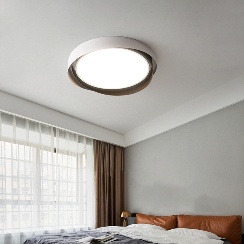 Modern Minimalist Cylinder Iron Acrylic LED Flush Mount Ceiling Light For Bedroom