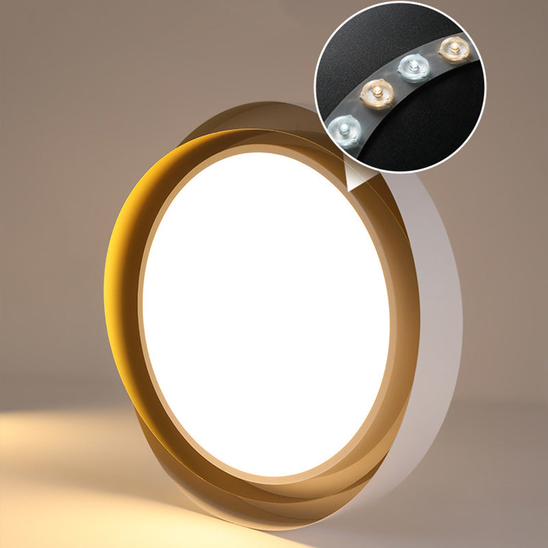 Modern Minimalist Cylinder Iron Acrylic LED Flush Mount Ceiling Light For Bedroom