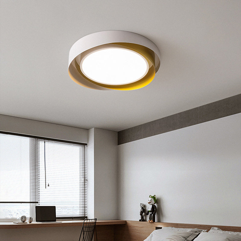 Modern Minimalist Cylinder Iron Acrylic LED Flush Mount Ceiling Light For Bedroom