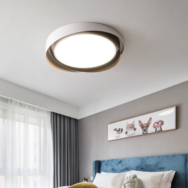 Modern Minimalist Cylinder Iron Acrylic LED Flush Mount Ceiling Light For Bedroom