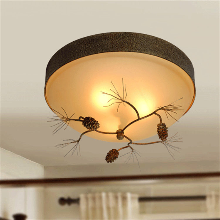 Lustre encastré en métal et verre avec cône de pin de ferme traditionnelle 2/3 lumières pour salon 