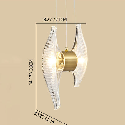 Modern Luxury Oval Stainless Steel Glass 2-Light Pendant Light For Bedroom