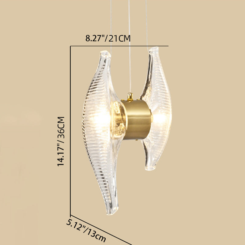 Modern Luxury Oval Stainless Steel Glass 2-Light Pendant Light For Bedroom