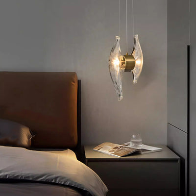 Modern Luxury Oval Stainless Steel Glass 2-Light Pendant Light For Bedroom