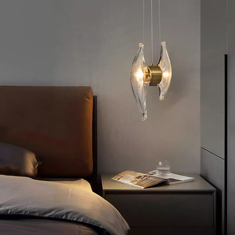 Modern Luxury Oval Stainless Steel Glass 2-Light Pendant Light For Bedroom