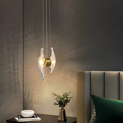 Modern Luxury Oval Stainless Steel Glass 2-Light Pendant Light For Bedroom