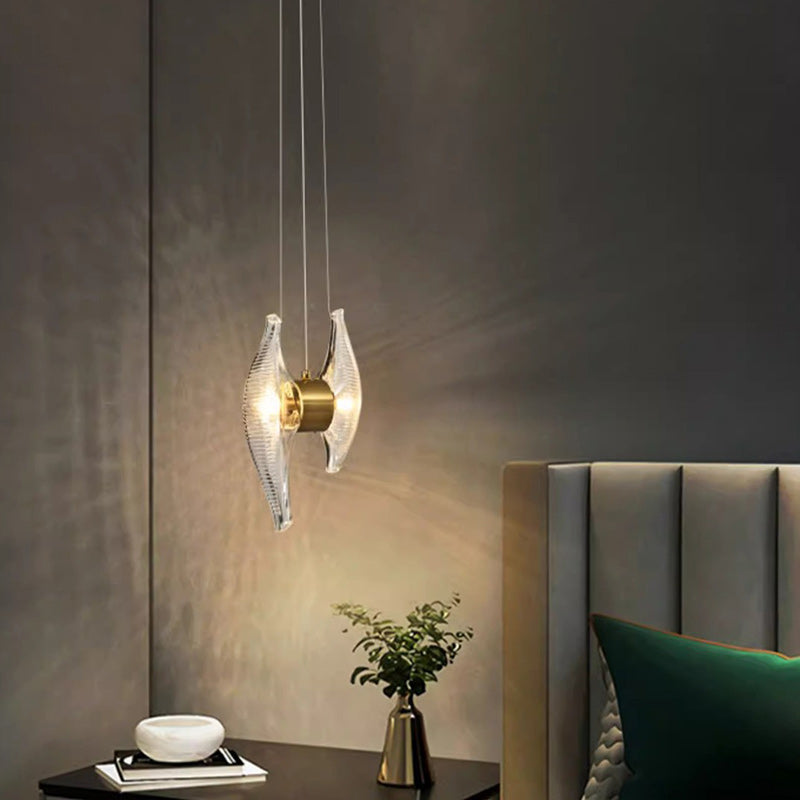 Modern Luxury Oval Stainless Steel Glass 2-Light Pendant Light For Bedroom