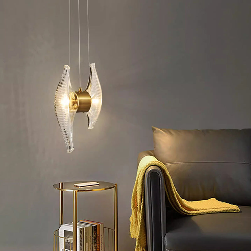 Modern Luxury Oval Stainless Steel Glass 2-Light Pendant Light For Bedroom