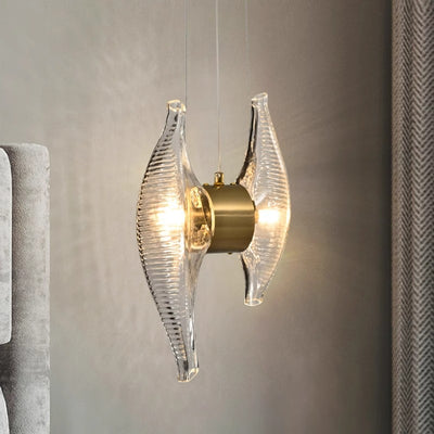 Modern Luxury Oval Stainless Steel Glass 2-Light Pendant Light For Bedroom