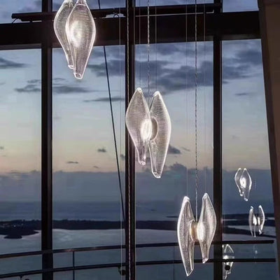 Modern Luxury Oval Stainless Steel Glass 2-Light Pendant Light For Bedroom