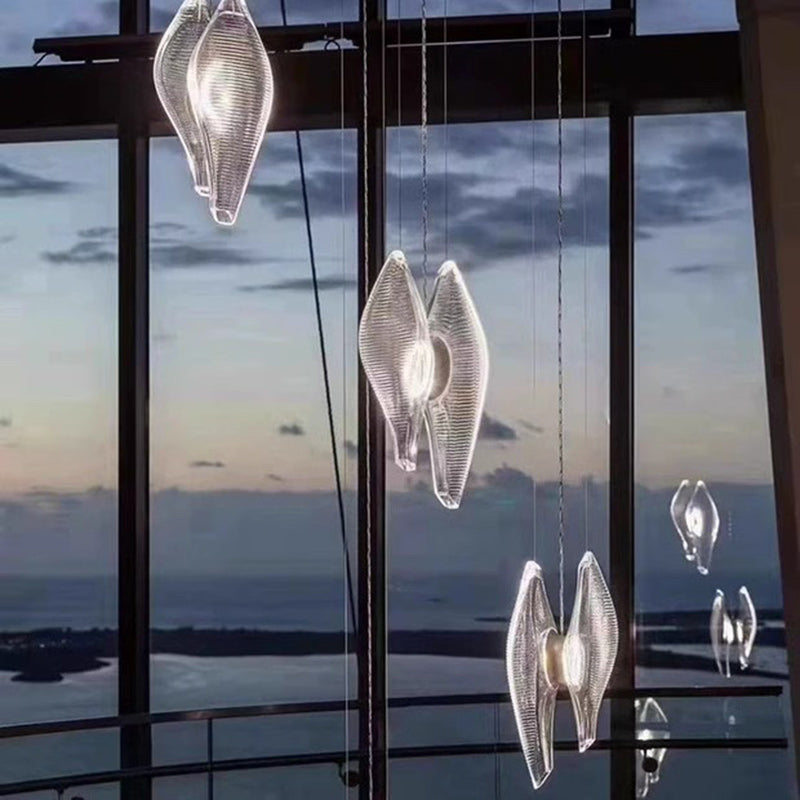 Modern Luxury Oval Stainless Steel Glass 2-Light Pendant Light For Bedroom