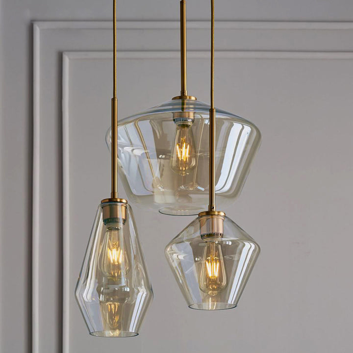 Lámpara colgante contemporánea de cono escandinavo de vidrio con 1 luz para dormitorio 
