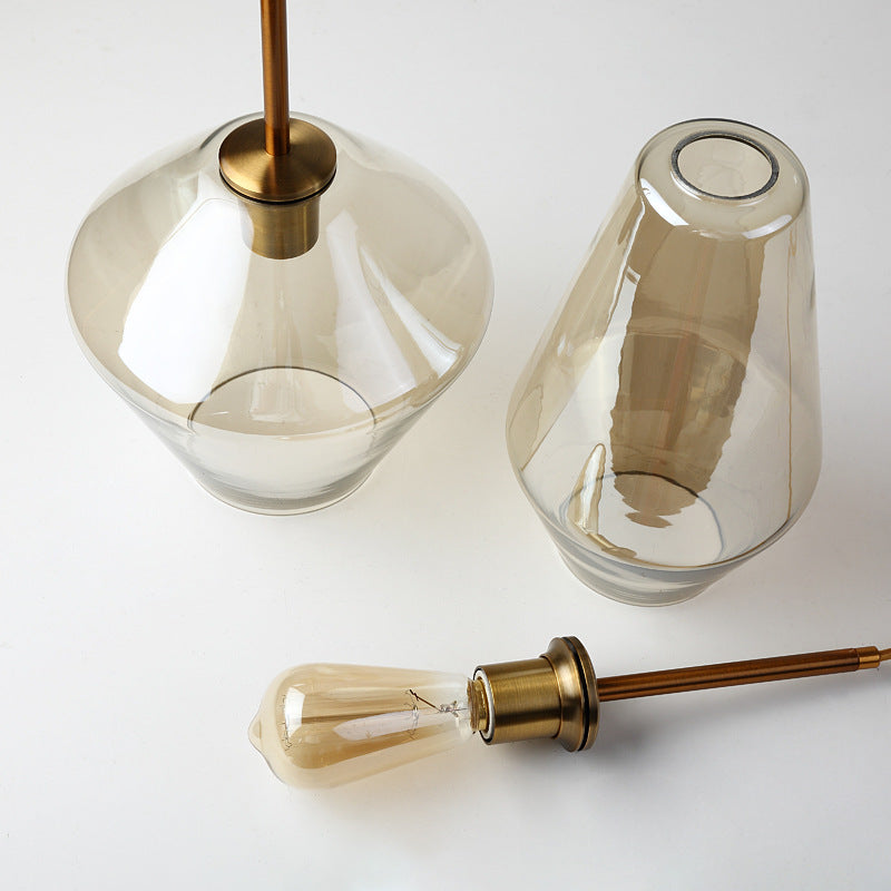 Lámpara colgante contemporánea de cono escandinavo de vidrio con 1 luz para dormitorio 