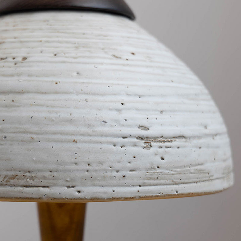 Modern Mid-Century Dome Ceramic Wood LED Table Lamp For Bedroom