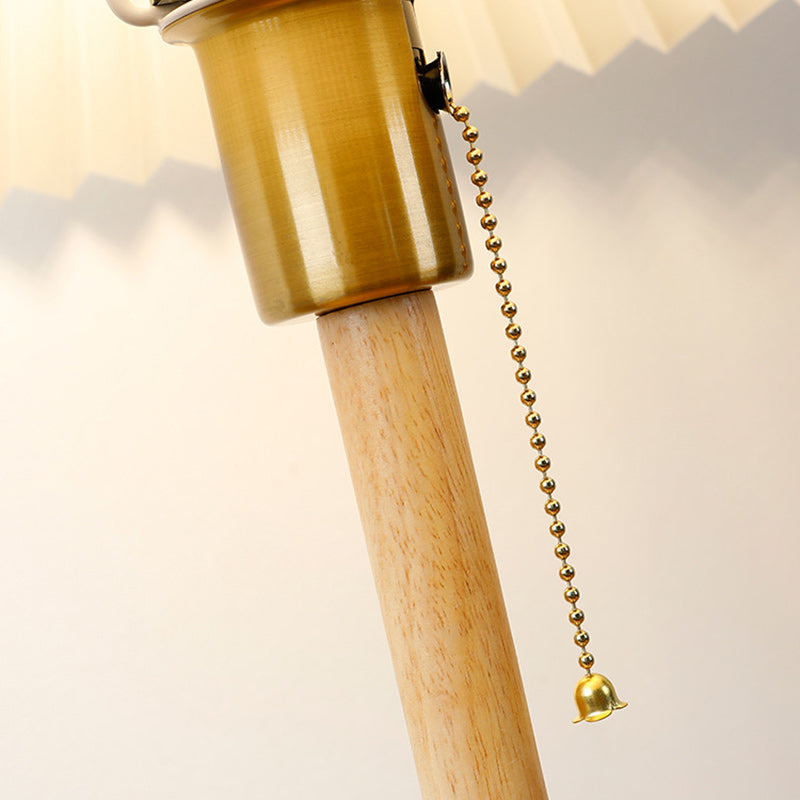 Lampe de table contemporaine rétro en bois massif avec tissu et 1 lumière pour chambre 