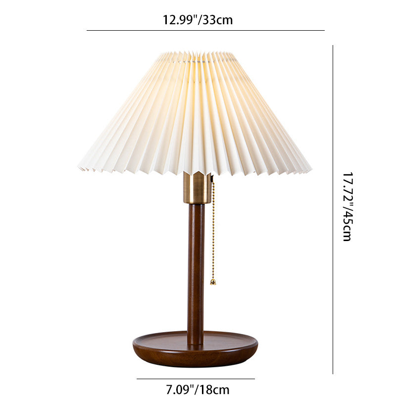 Lampe de table contemporaine rétro en bois massif avec tissu et 1 lumière pour chambre 