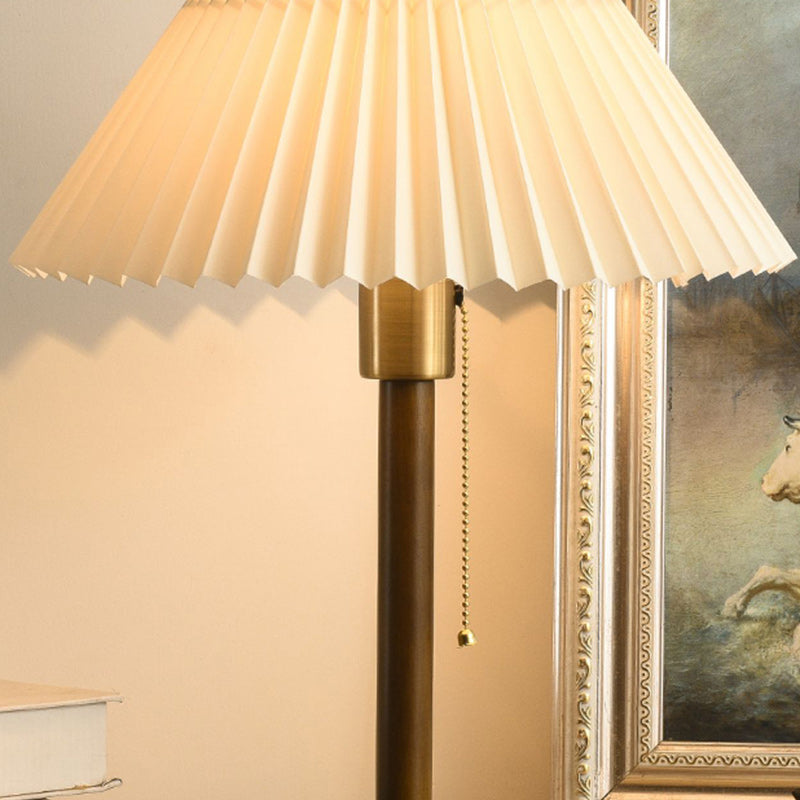 Lampe de table contemporaine rétro en bois massif avec tissu et 1 lumière pour chambre 