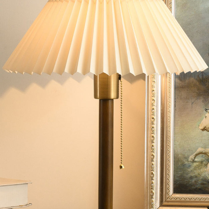 Lampe de table contemporaine rétro en bois massif avec tissu et 1 lumière pour chambre 