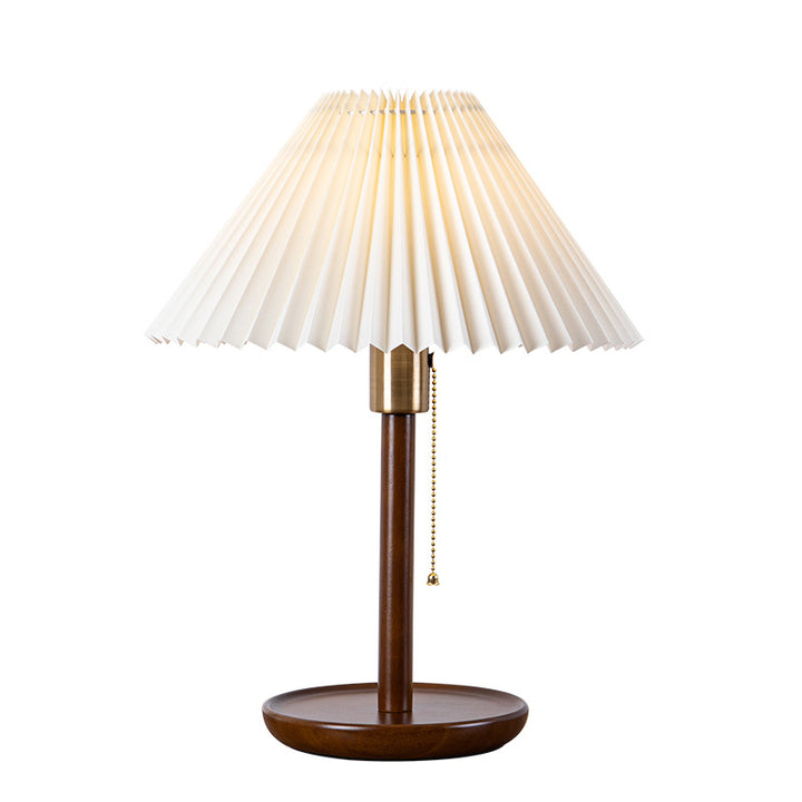 Lampe de table contemporaine rétro en bois massif avec tissu et 1 lumière pour chambre 