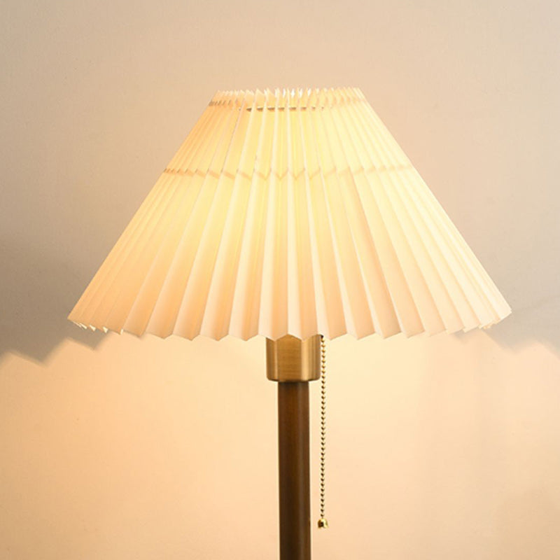 Lampe de table contemporaine rétro en bois massif avec tissu et 1 lumière pour chambre 