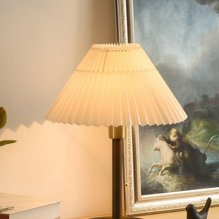 Lampe de table contemporaine rétro en bois massif avec tissu et 1 lumière pour chambre 